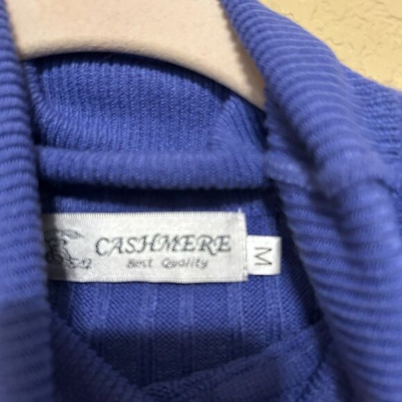 Cashmere Best Quality Turtleneck Sweater Womens Medium Purple Cable Knit Ribbed - Picture 8 of 8